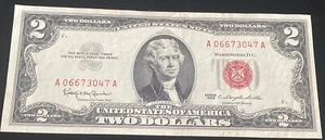 Series 1963 $2 - Red Seal - United States Note - AU+ - See Images - Picture 1 of 8