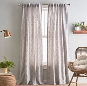 Peri Home Set Of 2 Curtain Panels Mallorca NWT Silver 42 X84 Back Tab - Picture 1 of 8