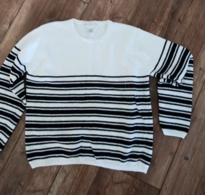 Geoffrey Beene Sport Womens White Black  Pullover sweater Large - Image 1 of 2