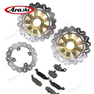 For Kawasaki Z750 2004 2005 Z750S 2005 2006 Front Rear Brake Rotor & Brake Pads - Picture 1 of 11