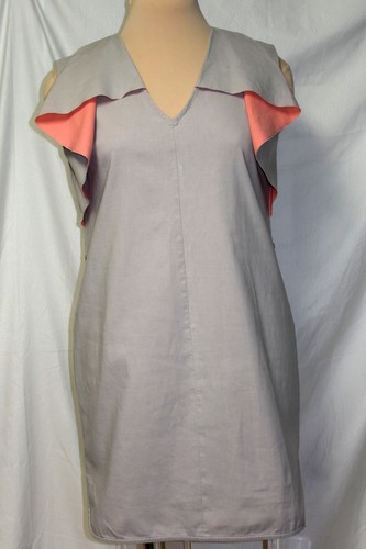 Abito a tubino Kate Spade sabato corallo abbronzatura 100% cotone senza maniche drappeggio a V davanti 6