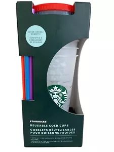 Starbucks Reusable Cold Cups Color Changing Confetti Summer 2021 5er Set Neu - Bild 1 von 5