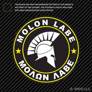 Molon Labe Yellow Circle Sticker Decal Self Adhesive Vinyl Come Take Them 2A v5e - Bild 1 von 1