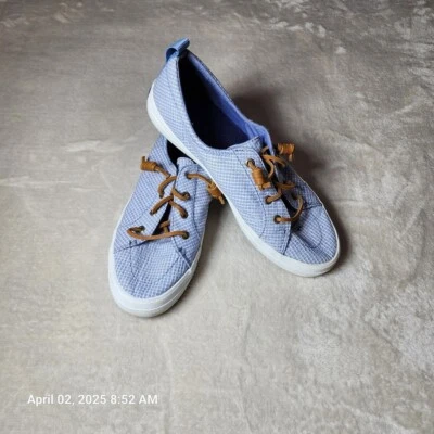 Sperry Top-Sider Women's 10 Med Crest Vibe Mini Check Sneaker Blue/White Canvas - Image 1 of 4