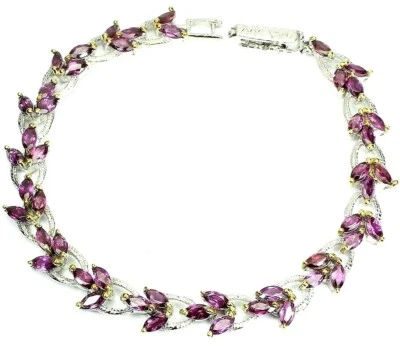 Brazalete de plata de ley 925 rodolita granate marquesa 7,5 pulgadas Foto 1 de 4