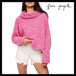 Free People BFF Cowl Neck Sweater pullover Prickly Pear Pink Size Large NWT - Bild 1 von 5