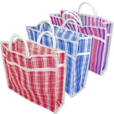 Pack de 3 bolsas de mercado reforzadas de gran tamaño - mercado mexicano de totes reutilizables Groce... Foto 1 de 4