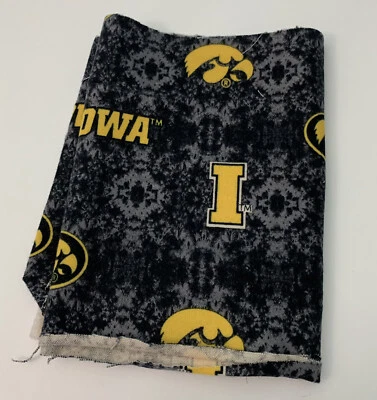 Iowa Hawkeyes Team Fleece Fabric Scrap 40x6 Quilt Craft Pillow Sewing Remnant - Image 1 of 4