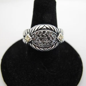 Gabrielle Bruni Sterling Silver 14K Accented Diamond Ring Size 7.25 10.1g C702 - Picture 1 of 9