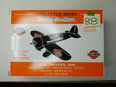 Harley Davidson 1929 Travel Air R Mystery Ship Replica 1:32 Scale Bank NIB  - Image 1 of 4