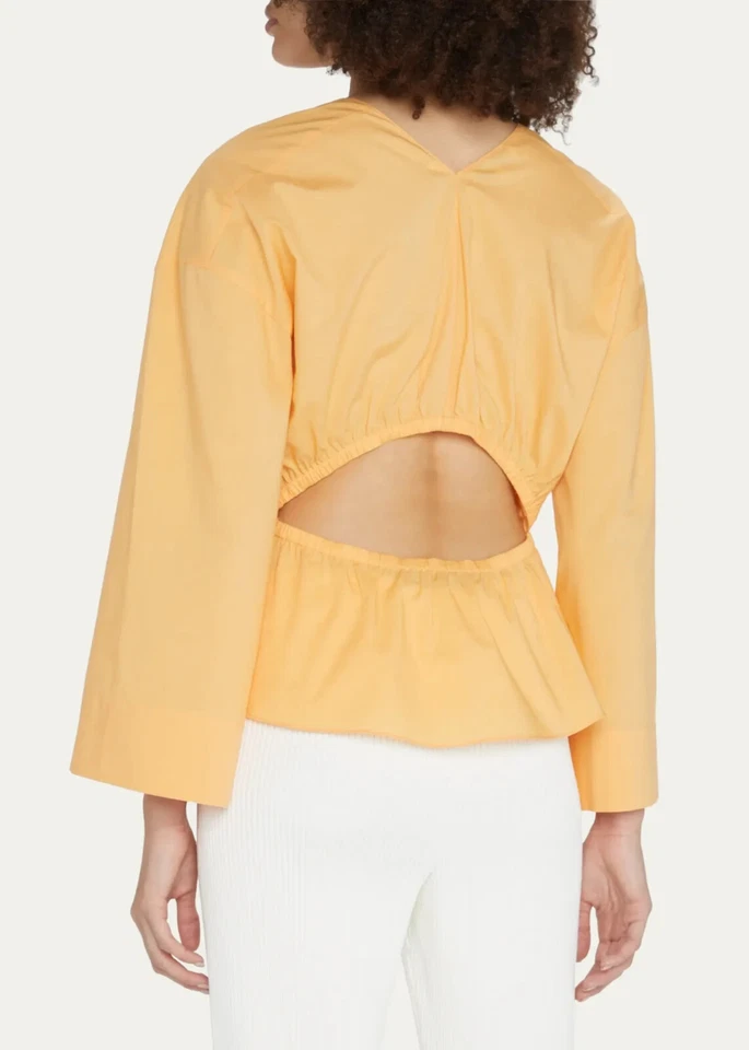 Vince S Womens Blouse Tangelo Cotton Double V Cutout Back Long Sleeve