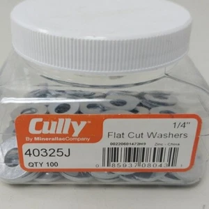 100 New Cully 40325J 1/4" Flat Cut Zinc Metal Washers - New In Package - Picture 1 of 4
