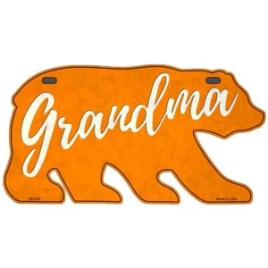 Etiqueta de placa de matrícula con forma de oso de metal naranja de abuela para puerta de pared - Imagen 1 de 1