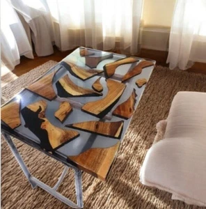 48"x24" Epoxy Resin Dining Table Top Wooden Live Edge Hallway Furniture Decors - Picture 1 of 10