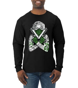 Camiseta Marilyn Monroe Marihuana Dos Pistolas Hombre Mangas Largas - Imagen 1 de 14