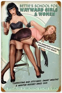 Letrero de metal Bettie Page pin up niña hombre cueva garaje carrocería club de striptease TINBPSW - Imagen 1 de 1