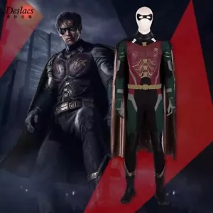 Robin Men Cosplay Costume Dick Grayson Outfit With Breastplate Cape Full Set - Picture 1 of 25