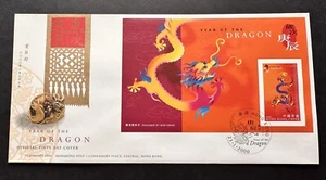 Hong Kong 2000 Zodiac Series Lunar New Year of the Dragon, imperf Mini Sheet FDC - Picture 1 of 2