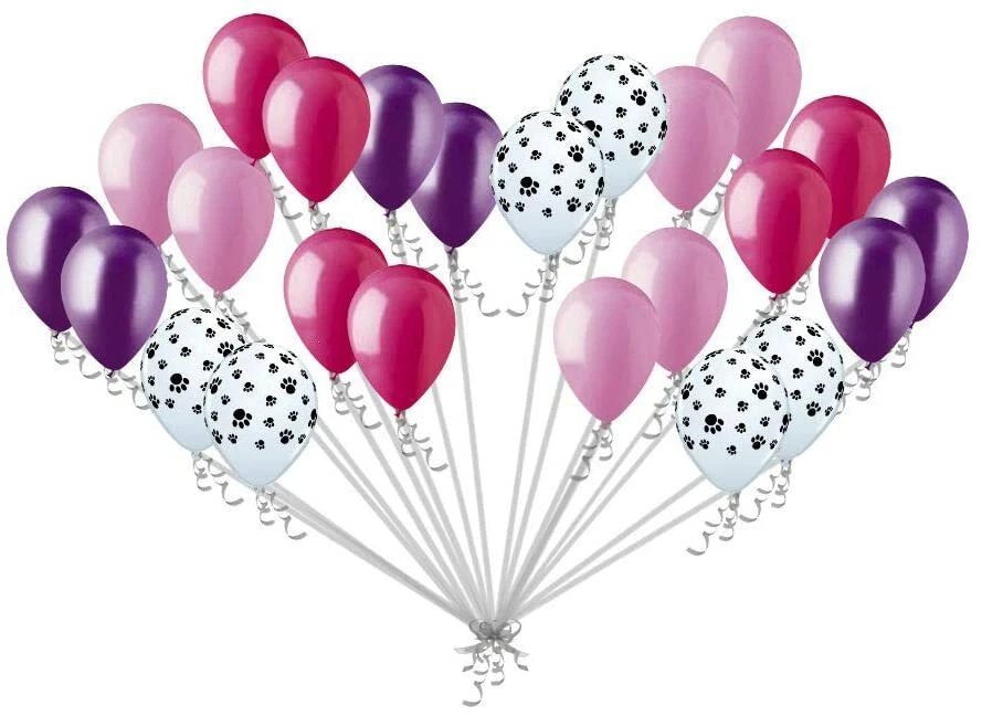 24 peças PUPPY PAW FESTA balões PAWTY rosas ROXO cão DECORAÇÃO favorece gato gatinho PET - Imagem 1 de 1