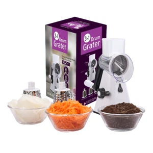 Ultimate Rotary Cheese Grater set with 3 Precision Interchangeable steel blade - Picture 1 of 7