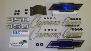1969 Camaro 350 Emblem Kit + Fasteners Standard Grille Bowtie 33pc *GM LICENSED* - Foto 1 di 6