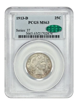 1913-D 25C PCGS/CAC MS63 - Barber Quarter - Image 1 of 4
