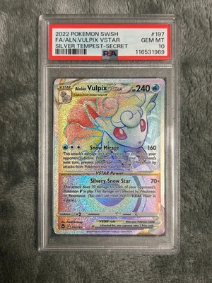 2022 POKEMON SWORD & SHIELD SILVER TEMPEST FULL ART/ALOLAN VULPIX VSTAR PSA 10 - Image 1 of 2