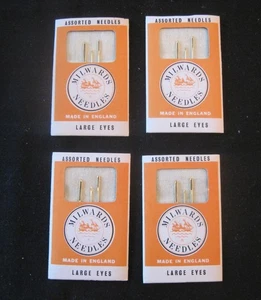 Lot of 4 Vintage Milward Sewing Needle Packages Gold Eye - Picture 1 of 2
