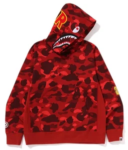 A Bathing Ape "Color Camo 2nd Shark Pullover Hoodie" Rojo 1L80-114-006 Talla S - Imagen 1 de 11