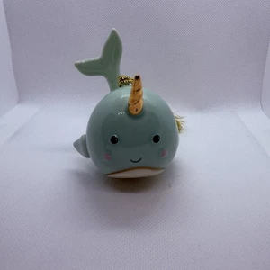 Lenox Riley Narwal Wal Ornament Porzellan Weihnachten Gold Akzente - Bild 1 von 4