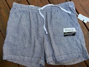 DASH by Kardashian Black Pin Stripe Striped Linen Blend LARGE SHORTS NWT - Picture 1 of 3