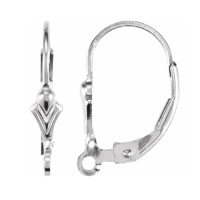 Pendientes de plata de ley 925 flor de lis palanca trasera chapados en rodio (1 par) Foto 1 de 4