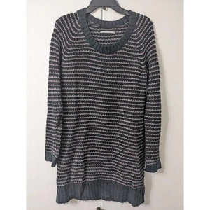Maglione donna nero spazzatura manica lunga scollo a scoop costine misto fibra taglia L - Foto 1 di 5