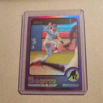Topps Heritage Bo Bichette 2022 cromo refractor púrpura #262 Toronto Blue Jays Foto 1 de 2