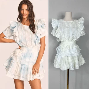 LoveShackFancy Natasha Heritage Mini Abito S Cottagecore Boho Cowgirl Romantico - Foto 1 di 10