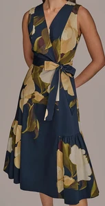 STUNNING NWT Donna Karan New York Women's Printed Faux-Wrap Midi Dress, 10, $179 - Picture 1 of 7