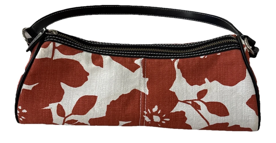 Victoria’s Secret VS Handbag Purse Orange White Hibiscus Floral Zippered Top - Image 1 of 1