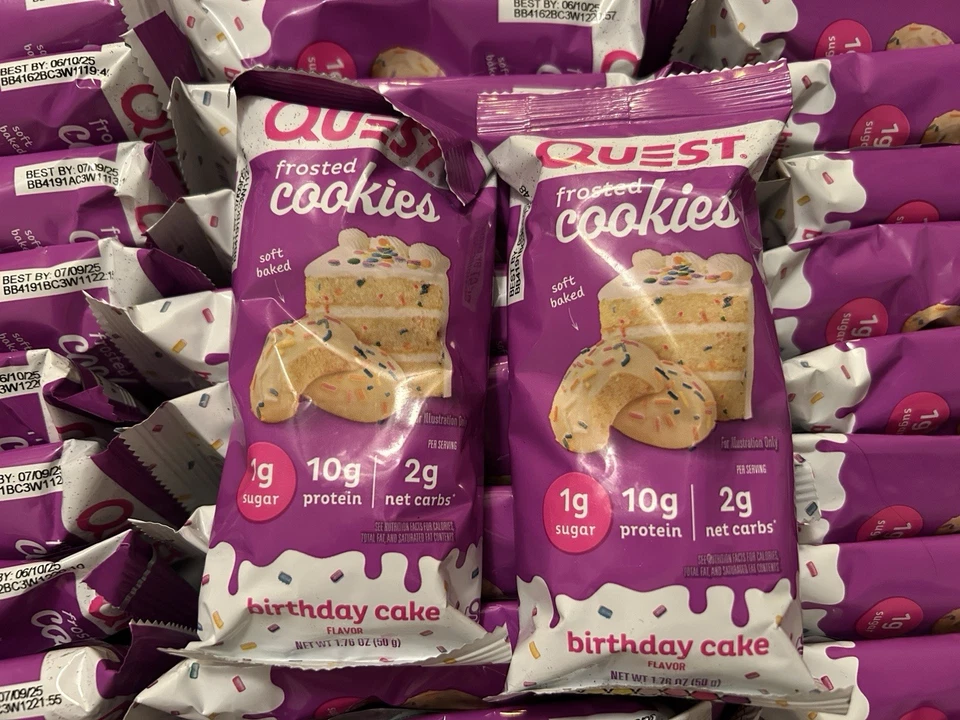 60 Packages Of 2 (120 Total) Quest Protein Cookies Frosted Birthday Cake H84 - Image 1 of 1