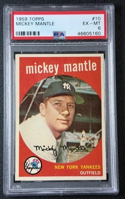 Mickey Mantle PSA 6 1959 Topps Baseball #10 Yankees Hof *30% de atractivo visual* Foto 1 de 2