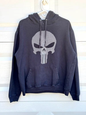 Punisher Skull Logo Black Pullover Hoodie Marvel Graphic Sweatshirt Sz XL - Image 1 of 4