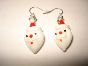 Pendientes colgantes de Navidad SANTA de cristal murano nuevos - Imagen 1 de 2