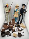 Vintage Original 1960s Johnny West Figure Lot Geronimo Jane Sam Cobra Gear