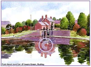 PARK HEAD CANAL JUNCTION DUDLEY WEST MIDS ARTISTS PRINT GREETINGS CARD 8"x 6" - Picture 1 of 1