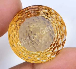Natural Yellow Citrine 44.50 Ct Round Stunning Certified Loose Gemstone - Picture 1 of 5