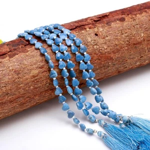 Natural Blue Opal Gemstone 8 mm Faceted Arrow Drill Heart Shape Beads 8" Strand - Picture 1 of 5