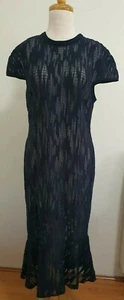 GINGER & SMART Lace Midi Dress in Navy Blue, Size 12 *DEBRANDED* - Picture 1 of 9