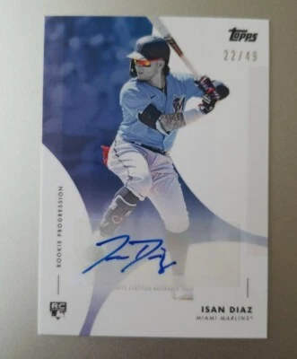ISAN DIAZ 2020 TOPPS ON-DEMAND ROOKIE PROGRESSION BLUE AUTO 22/49 - Image 1 of 2