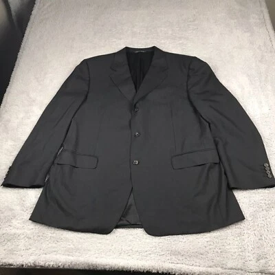 Canali Suit Jacket Mens 48R Black Striped Pure Wool 3 Button Coat Made In Italy - Image 1 of 4