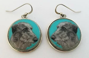 Scottish Deerhound Original Art Earrings - Picture 1 of 3