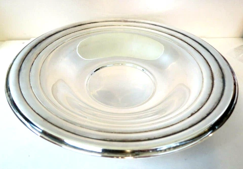 Art Deco MOD  9" Solid STERLING SILVER Bowl by DELHEID FRERES Brussels Belgium Cover